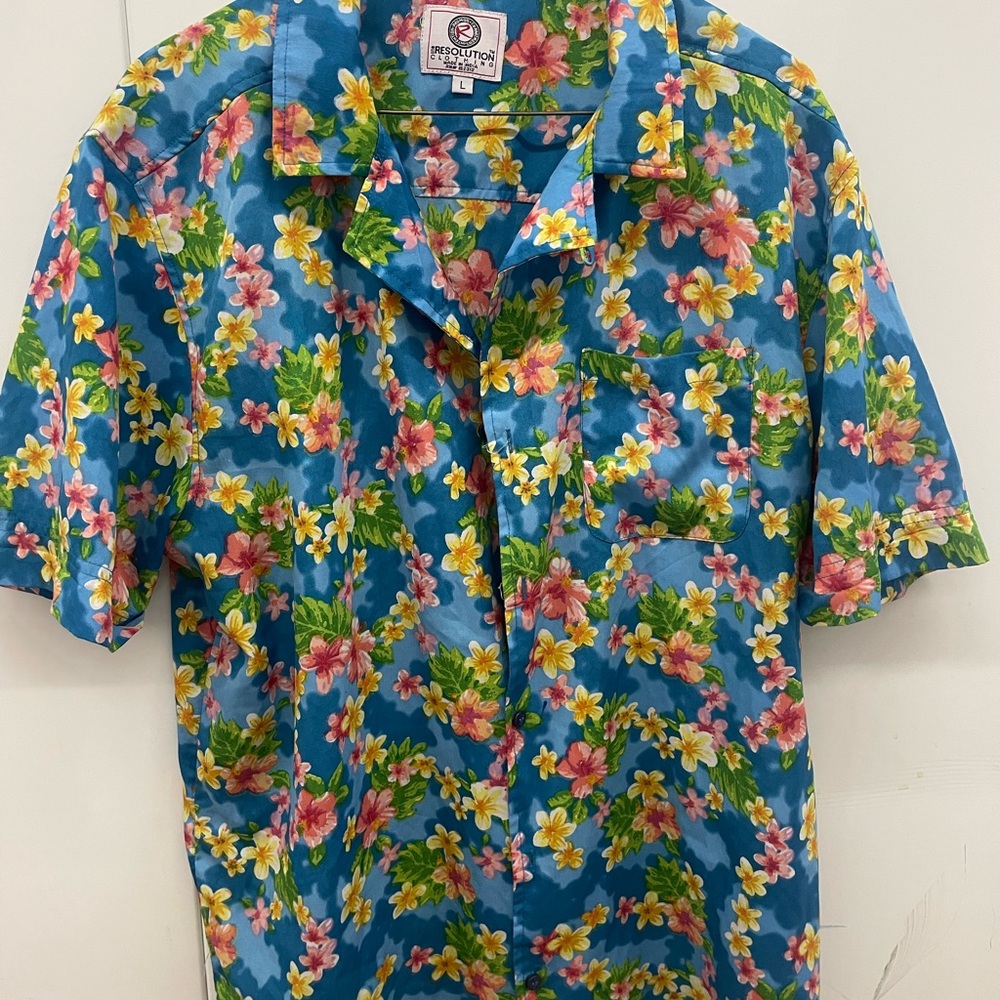 Revolution Blue and Pink Casual Button Down Shirt